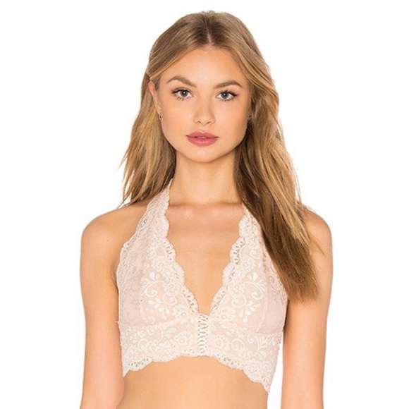 Stretch Lace Halter Bralette in Sage Green - Picture 3 of 5
